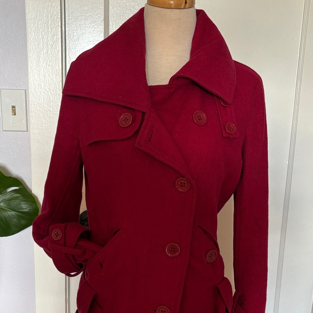 CoffeeShop Women's Burgundy Trench Coat - Picture 3 of 6